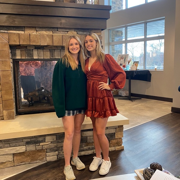 Rust Red Ruffle Dress - Picture 2 of 4